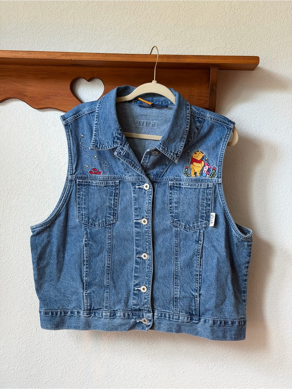 Vintage Disney Winnie the Pooh blue denim button-up vest Size 2X